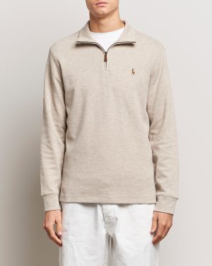 Men's Beige Half-Zip Polo Sweatshirt