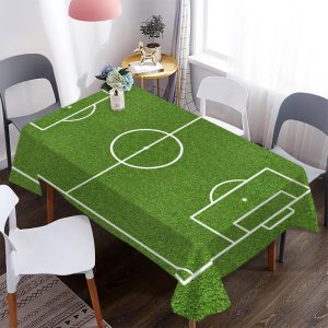 Soccer Field Rectangle Tablecloth - Football Party Decor Waterproof Table Cover